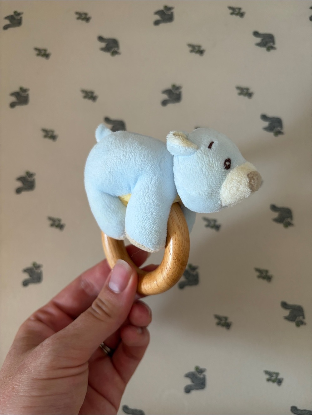 🇬🇧Baby Gund Rattle with Wooden Ring